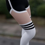 Black Retro Shorts OTK Tube Socks Leggings<br><div class="desc">All over printed black retro sport shorts with a white trim and over the knee tube socks with black stripes. A fun pair of leggings to wear at your halloween party,  1980's retro themed birthday party or just because you can.</div>