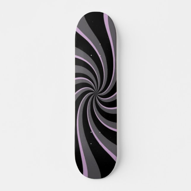 Black Retro Swirls Skateboard Deck (Front)