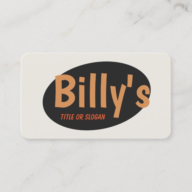 Black Retro Typography Business Card (Front)