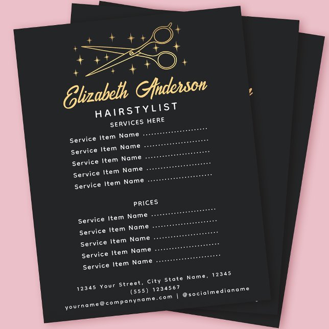 Black Retro Typography Hairstylist  Flyer (Creator Uploaded)