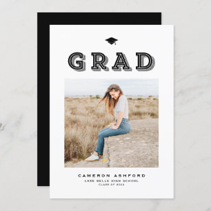 Black Retro Typography Photo Graduation Announcement