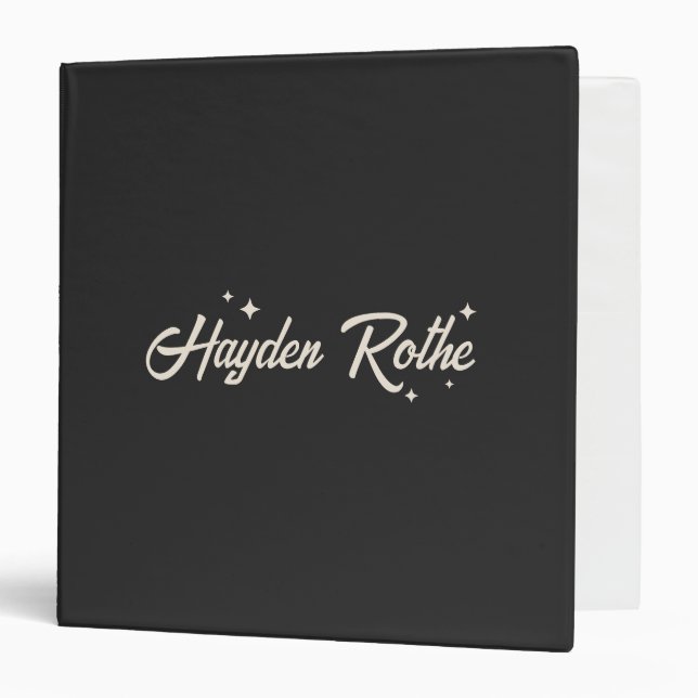  Black Retro Typography Stars 3 Ring Binder (Front/Inside)