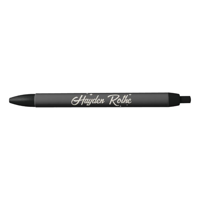  Black Retro Typography Stars Pen (Front)