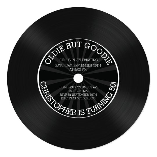 Black Retro Vinyl Record Birthday Party Invitation Zazzle Com