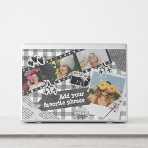Black Retro Y2K Personalized Photo Collage HP Laptop Skin