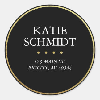Black Return Address Label with Faux Gold Foil