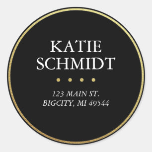 Black Return Address Label with Faux Gold Foil