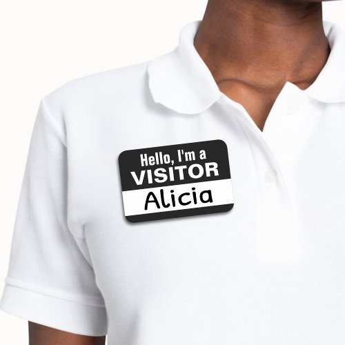 Black Reusable Temporary Guest Visitor Dry Erase Name Tag