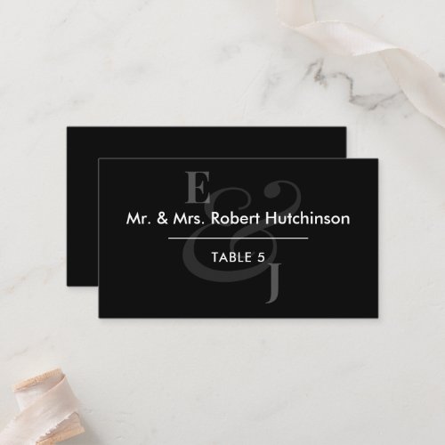 Black Reverse Ampersand Wedding | Table Seating Place Card