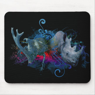 black rhino and rhino beetle mouse pad