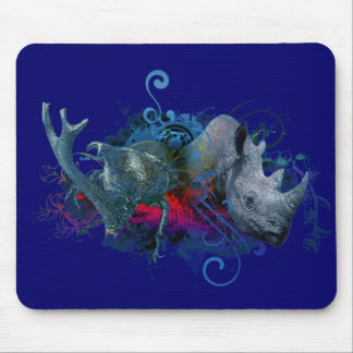 black rhino and rhino beetle mouse pad