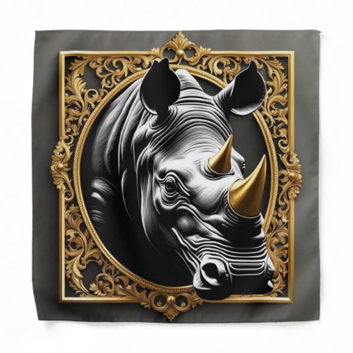 Black rhino gold ornamental frame bandana