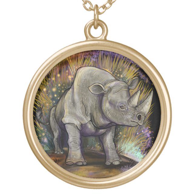 Black Rhino Gold Plated Necklace (Front)