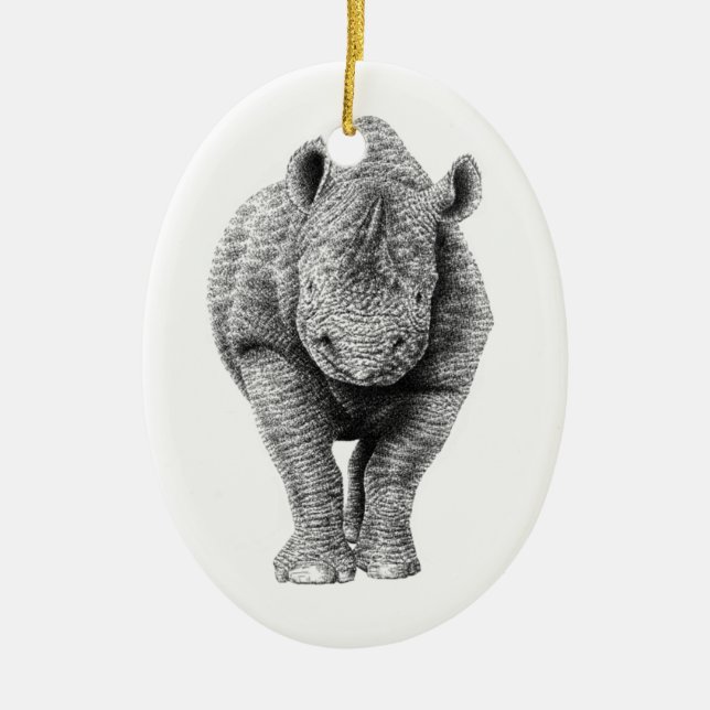 Black Rhino Ornament (Front)