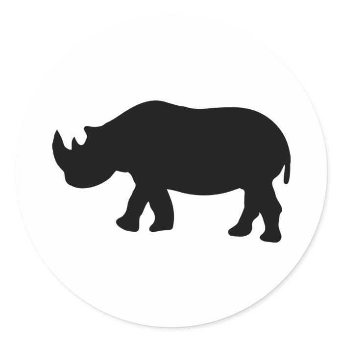 black rhino rhinoceros  illustration round sticker