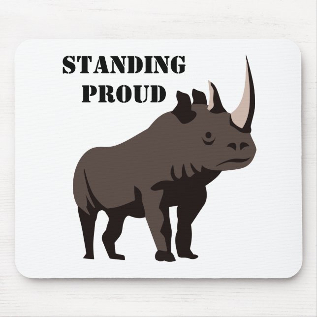 Black Rhino Standing Proud Mouse Pad (Front)