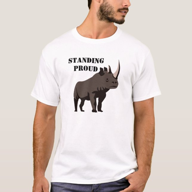 Black Rhino Standing Proud T-Shirt (Front)