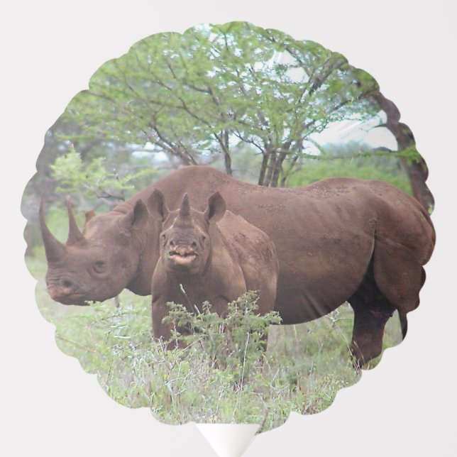 Black Rhino with Calf Balloon (Front)