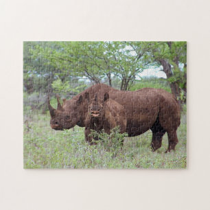 Black Rhino with Calf Jigsaw Puzzle