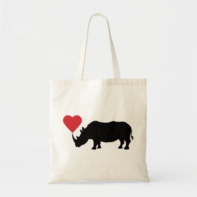 Black-Rhino-with-Heart Tote Bag (Front)