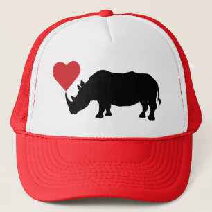 Black-Rhino-with-Heart Trucker Hat