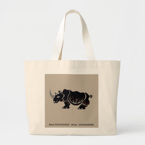 Black RHINOCEROS_ Animal lover _ Wildlife _ Nature Large Tote Bag