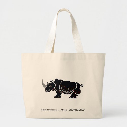 Black RHINOCEROS _ Endangered animal _Wildlife _ Large Tote Bag