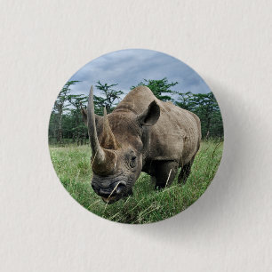 Black Rhinoceros Kenya Button