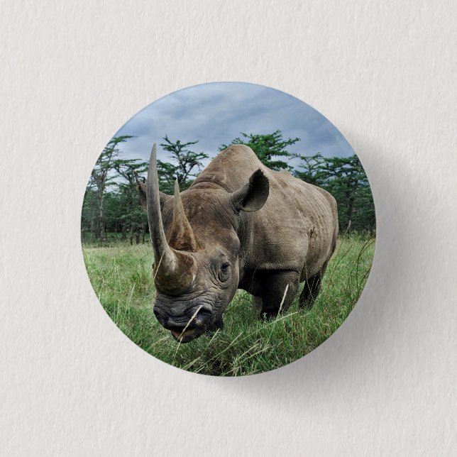 Black Rhinoceros | Kenya Button (Front)