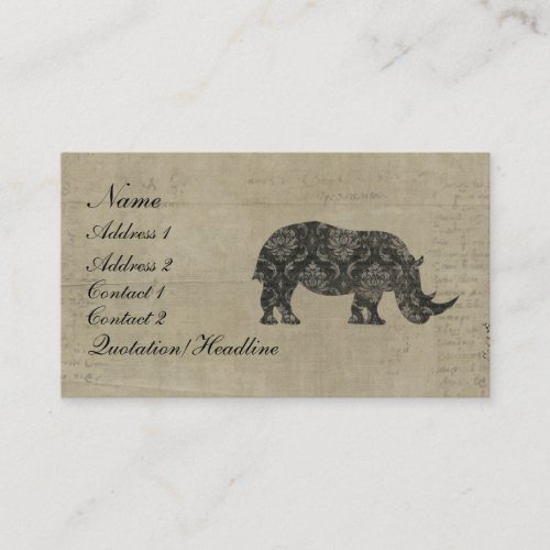 Black Rhinoceroses Silhouette Business Card/Tags