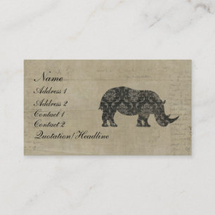Black Rhinoceroses Silhouette Business Card/Tags Card