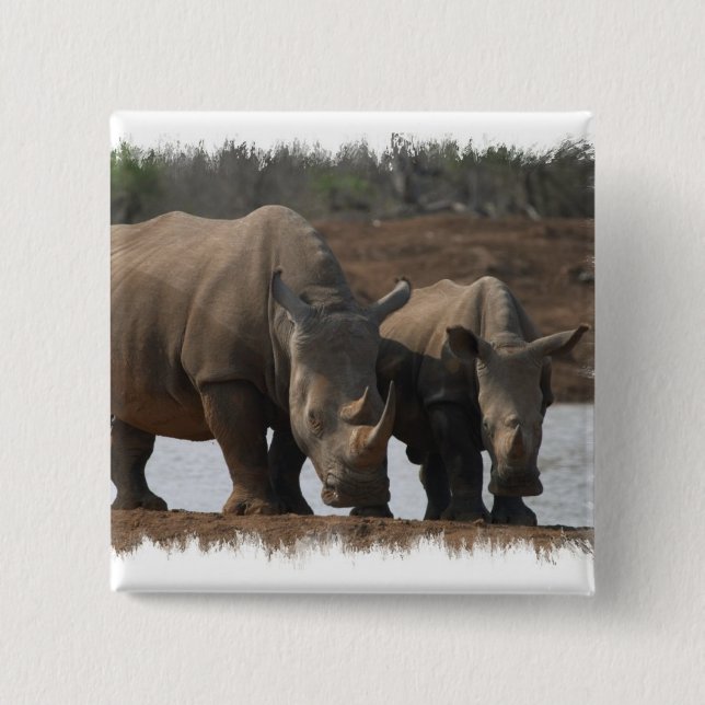 Black Rhinos Square Pin (Front)