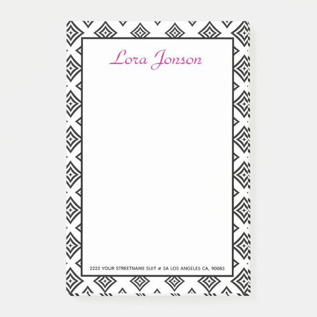 Black Rhomboid On White Background Post-it Notes (Front)