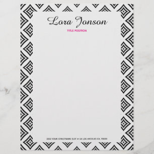 Black Rhomboid Over White Background Letterhead