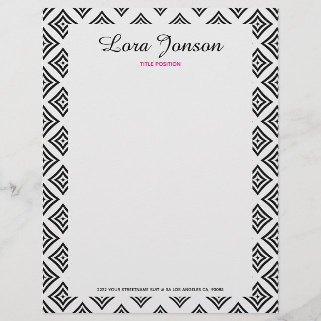 Black Rhomboid Over White Background Letterhead (Front)