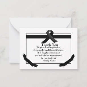 Black Ribbon After Funeral Thank You Card