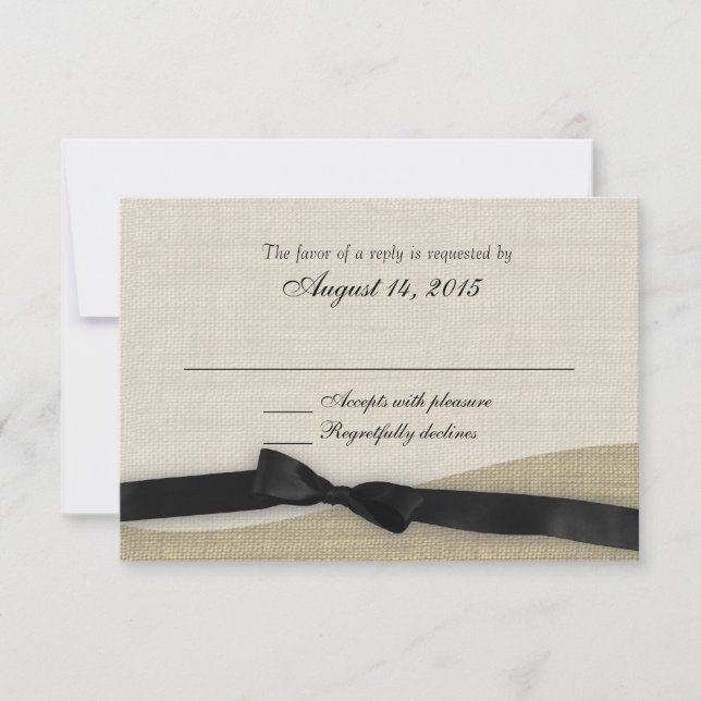 Black Ribbon and Burlap Response Card (Front)
