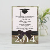 Black  Ribbon And Camouflage Graduation Invitation (Standing Front)