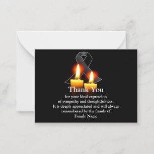 Black Ribbon And Candle After Funeral Thank You Note Card
