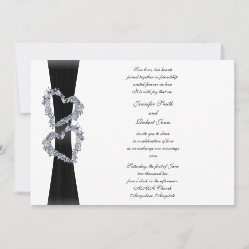 Brilliant Hearts: Black Ribbon and Diamond Hearts Custom Announcement