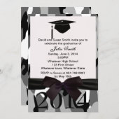Black  Ribbon And Gray Camo Graduation Invitation (Front/Back)
