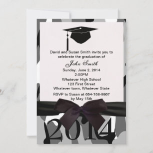 Black Ribbon And Gray Camo Graduation Invitation