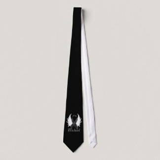 Black Ribbon Angel Wings Tie