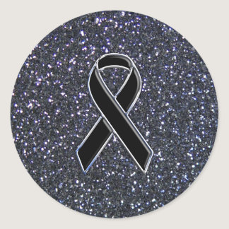 Black Ribbon Awareness Accent Decor Classic Round Sticker