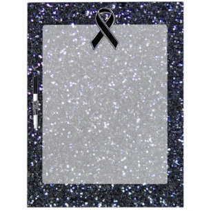 Black Ribbon Awareness Accent Decor Dry Erase Board