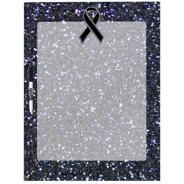 Black Ribbon Awareness Accent Decor Dry Erase Board (Front)