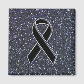 Black Ribbon Awareness Accent Decor Magnet