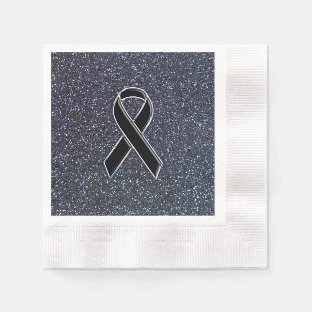 Black Ribbon Awareness Accent Decor Napkins (Front)