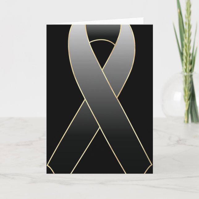 Black Ribbon Awareness Blank Greeting Card (Front)