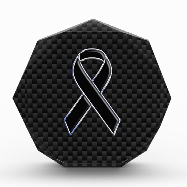 Black Ribbon Awareness Carbon Fiber Decor Acrylic Award (Front)